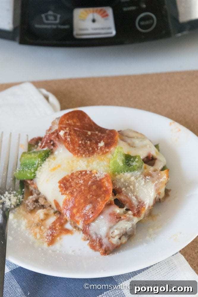 Keto crustless pizza on a white plate