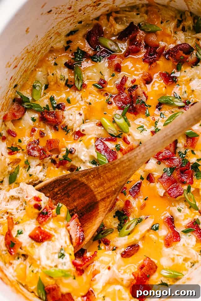 Slow cooker crack chicken in a slow cooker bowl