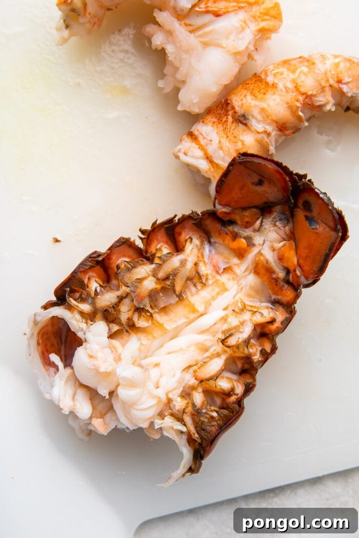 Lobster tail cut down the center