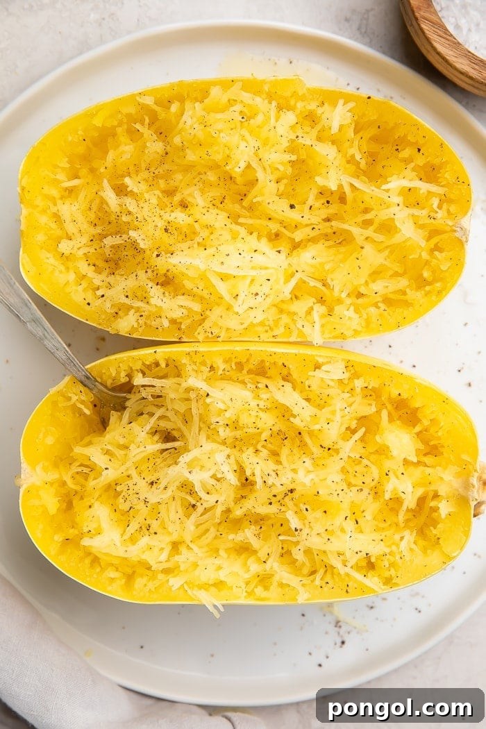 Instant Pot spaghetti squash on a white plate
