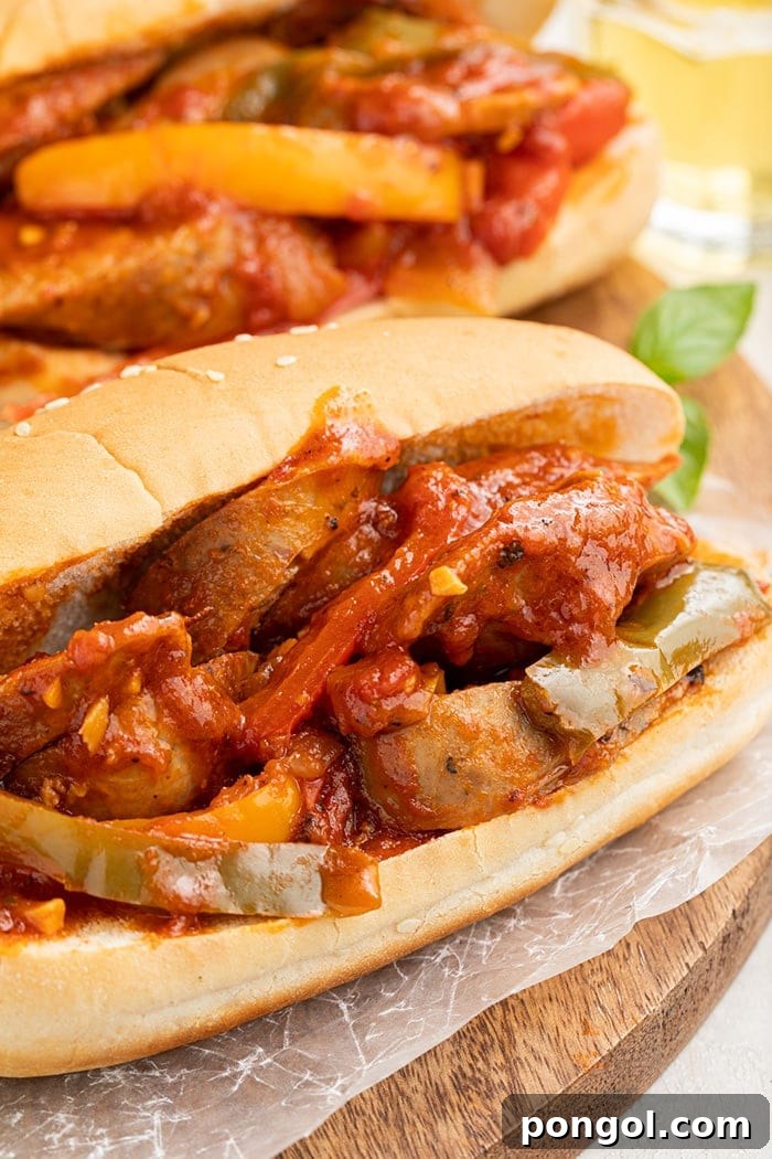 Sausage and pepper sub sandwich