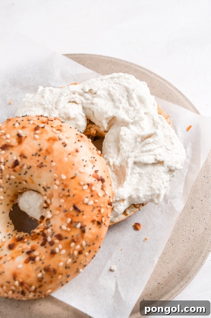 DIY Vegan Cream Cheese 3 Freshly made vegan cream cheese in a bowl, ready to serve.