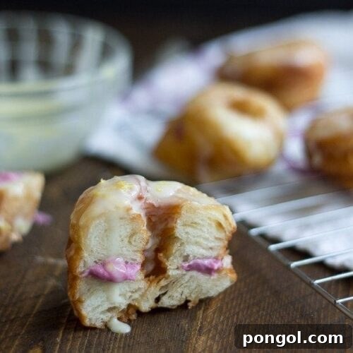 Pillowy Vegan Flaky Doughnuts with Blackberry Cream Cheese and Zesty Lemon Glaze 5 Vegan Flaky Donuts