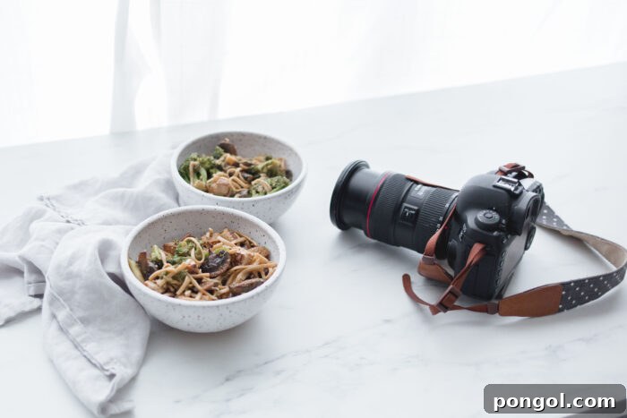 Unlocking Food Blog Revenue 3 Digital camera next to two bowls of egg roll in a bowl