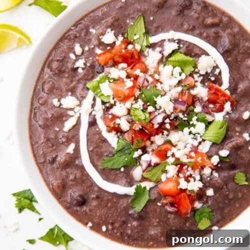 Speedy Black Bean Bliss 6 A cozy bowl of easy bean soup, garnished and ready to eat.
