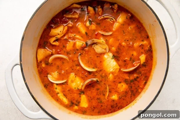 Fish stew in a large pot