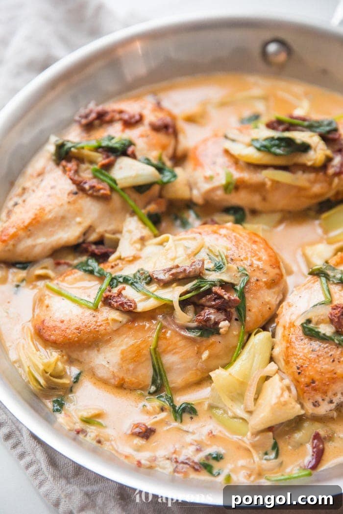 45 Delicious Coconut Milk Recipes 21 Closeup of a pan of creamy tuscan chicken