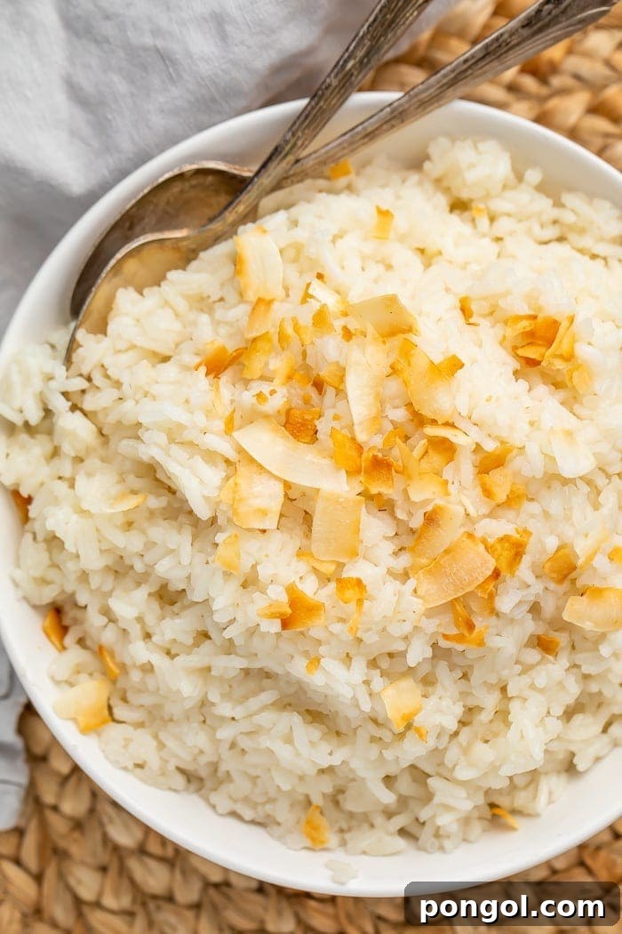 45 Delicious Coconut Milk Recipes 9 Coconut rice in a white bowl