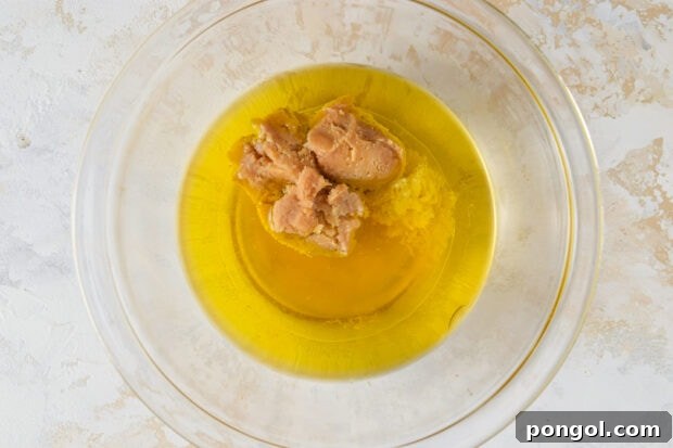 Miso Dressing Process Photo 1: Combining Ingredients