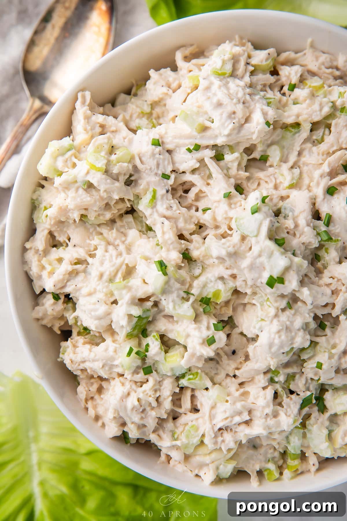 Keto chicken salad in a large ceramic bowl