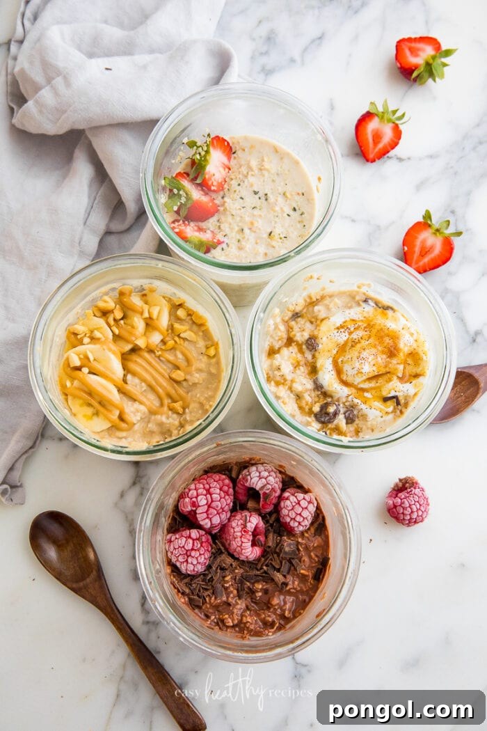 4 different kinds of oatmeal bowls
