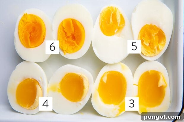 Instant Pot eggs numbered by cook time