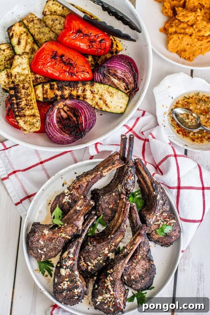 Grilled lamb chops from Meiko and the Dish, beautifully seared with vegetables