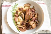 Rustic Red Wine Chicken with Rosemary and Forest Mushrooms