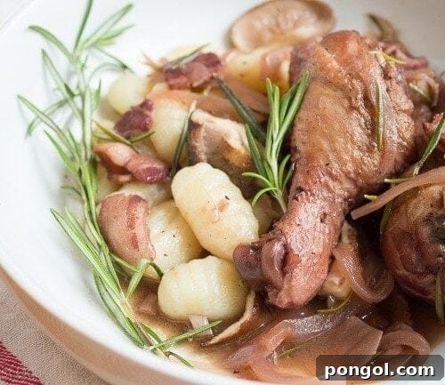 Red Wine-Braised Chicken with Rosemary and Mushrooms