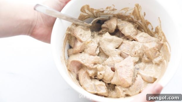 Marinate the chicken in yogurt and spices