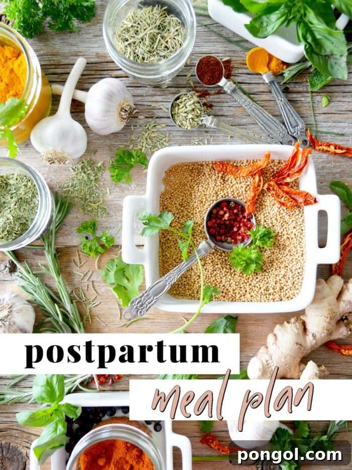 Graphic for postpartum meal plan