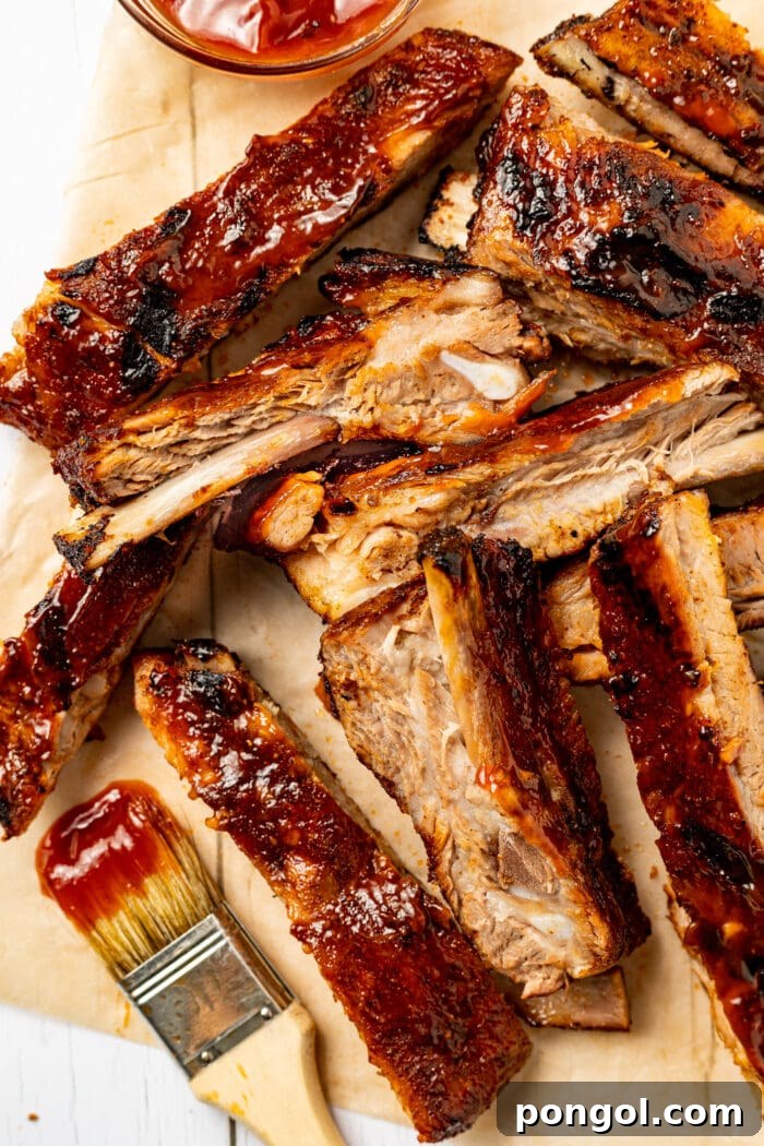 Perfectly cooked sous vide ribs, tender and ready to be finished on the grill.