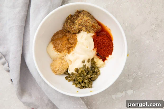 Easy Weeknight Blackened Shrimp 4 Ingredients for remoulade in bowl