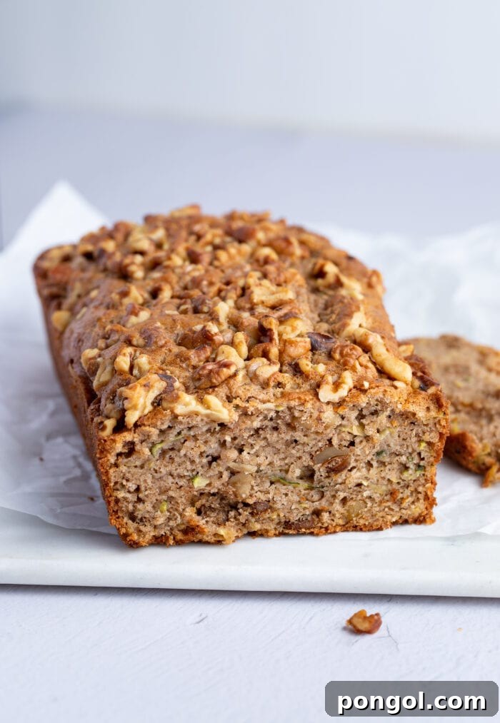 A loaf of gluten free zucchini bread