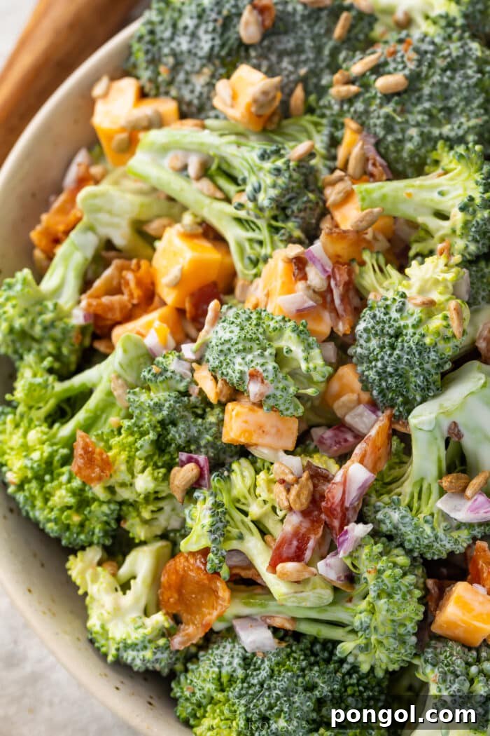 Close up of keto broccoli salad