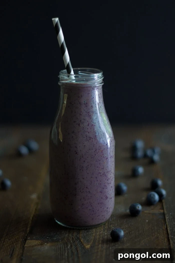 Blueberry Chia Smoothie. Perfect for pre- or post-run or workout! Packed full of superfoods. My husband cannot get enough of these.. it's a borderline problem!