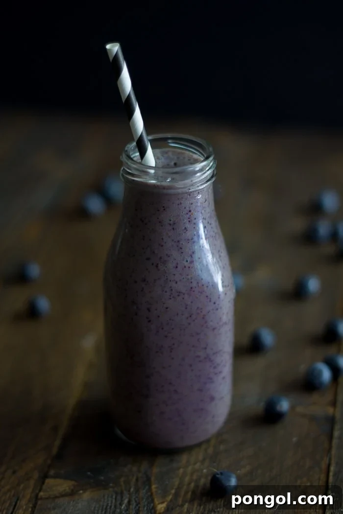 Blueberry Chia Smoothie. Perfect for pre- or post-run or workout! Packed full of superfoods. My husband cannot get enough of these.. it's a borderline problem!