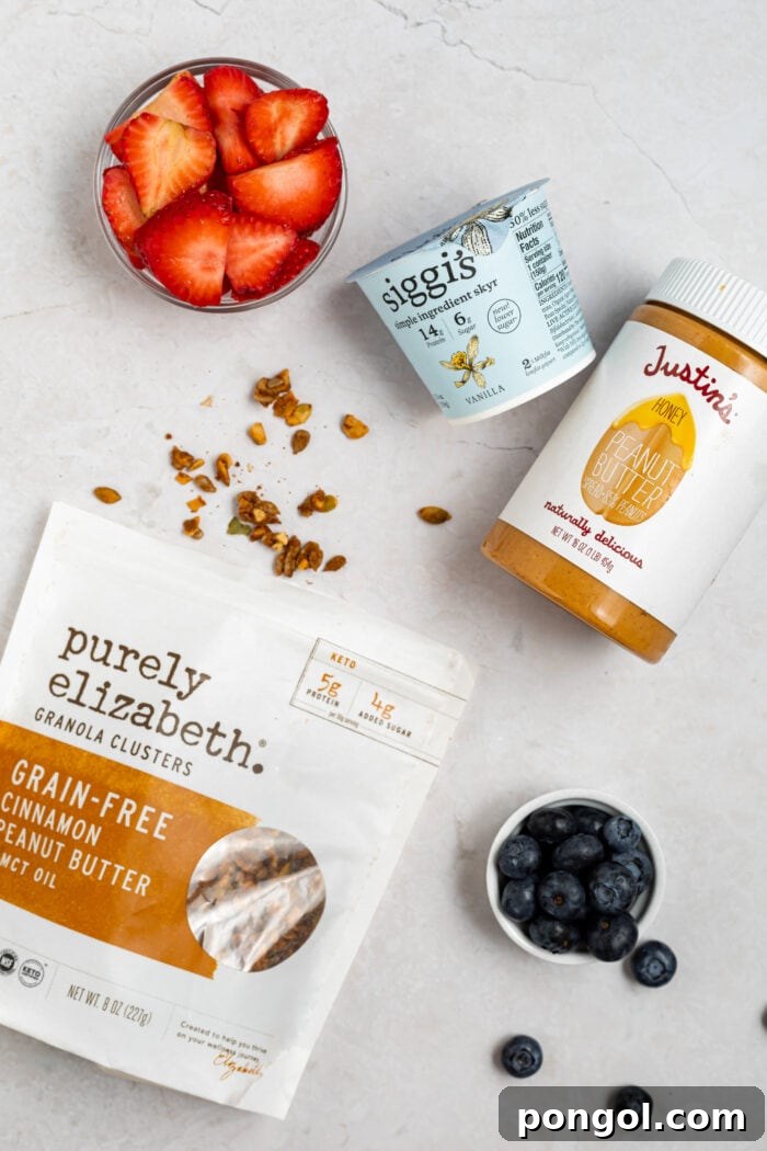 images of products used in peanut butter frozen yogurt bark