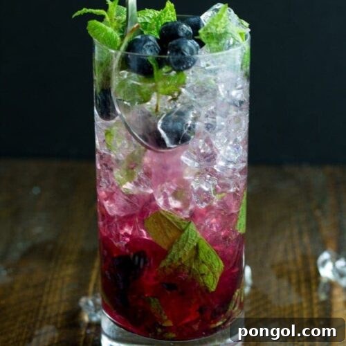 Blueberry mojitos - simple and delicious. Perfect summer cocktail.
