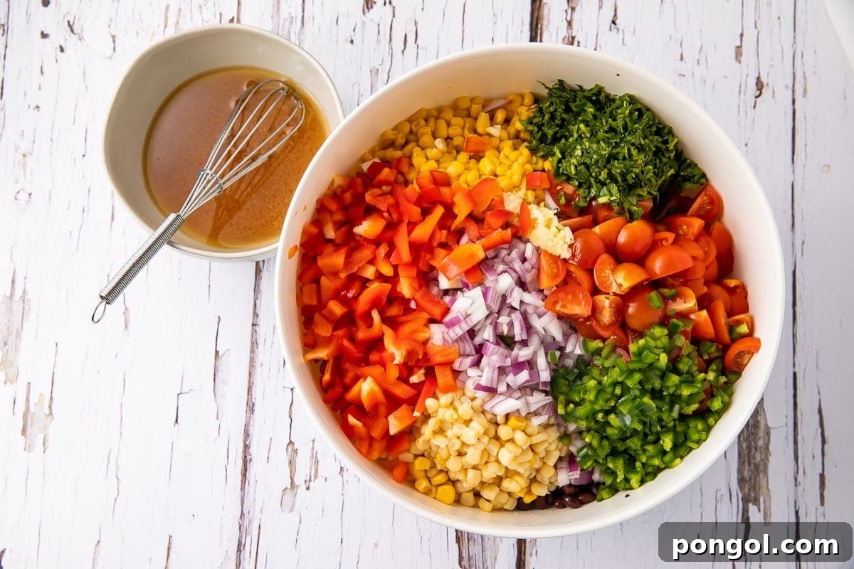 Texas caviar deconstructed in two separate bowls