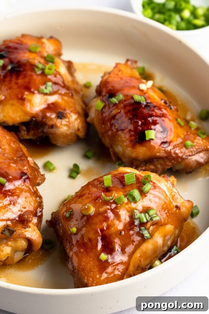Island-Style Shoyu Chicken 3 Shoyu chicken thighs in a round pan