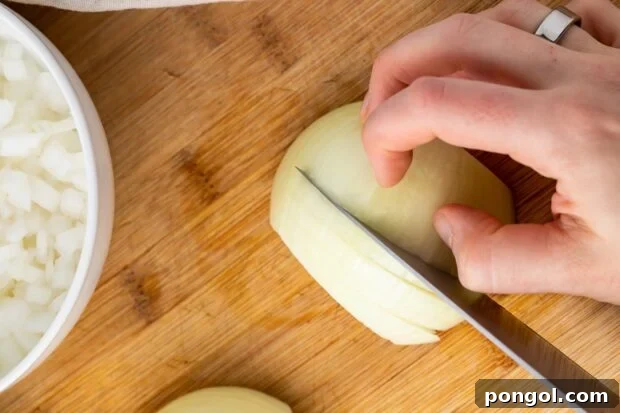 Make slices down onion