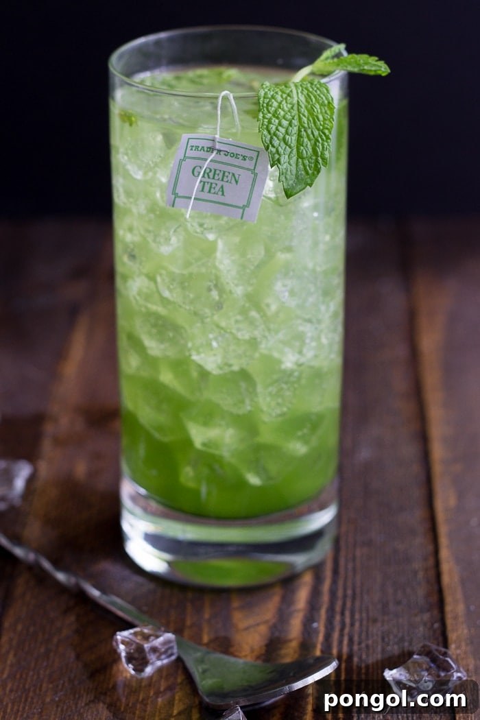 Matcha Mojito. A vibrant green cocktail, packed with antioxidants and a refreshing kick.