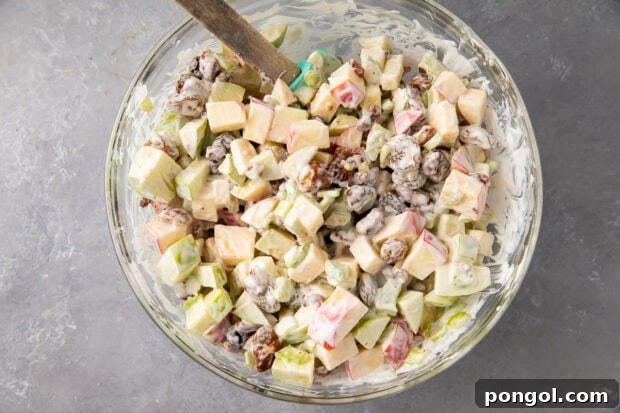 Apple salad in large mixing bowl