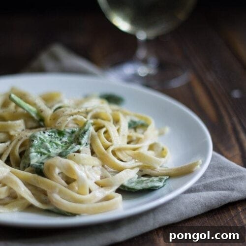 Creamy Vegan Alfredo Sauce on pasta