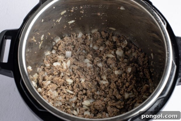 Meat filling for Instant Pot lasagna in Instant Pot