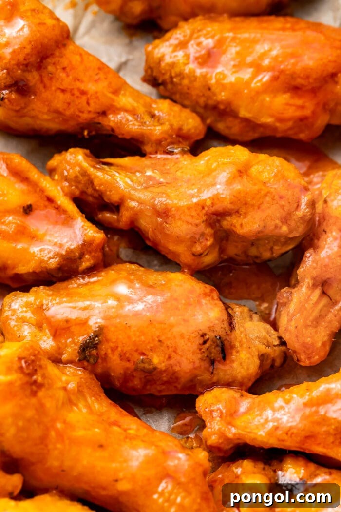 Ultimate Air Fryer Frozen Buffalo Wings 3 Extreme close up of air fryer frozen chicken wings