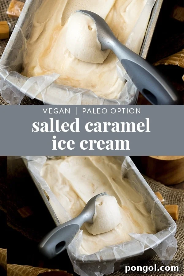 Salted Caramel Vegan Ice Cream (Paleo, Dairy Free) Pinterest image
