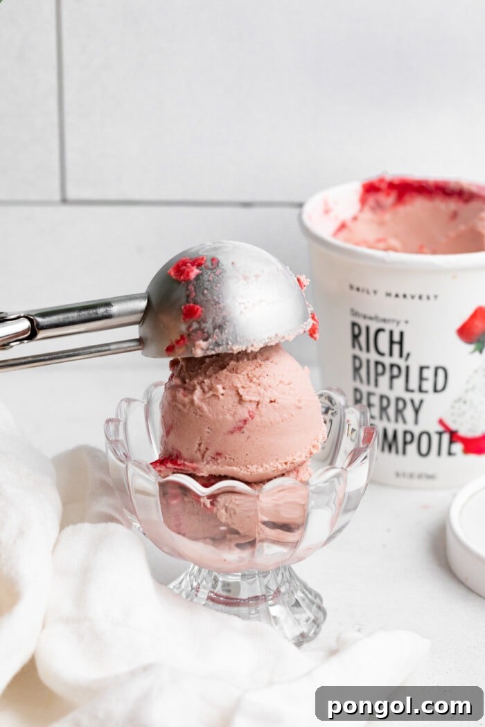 Daily Harvest: Embracing Autumn with Organic Eats 6 Daily Harvest scoops ice cream being scooped into a glass dish