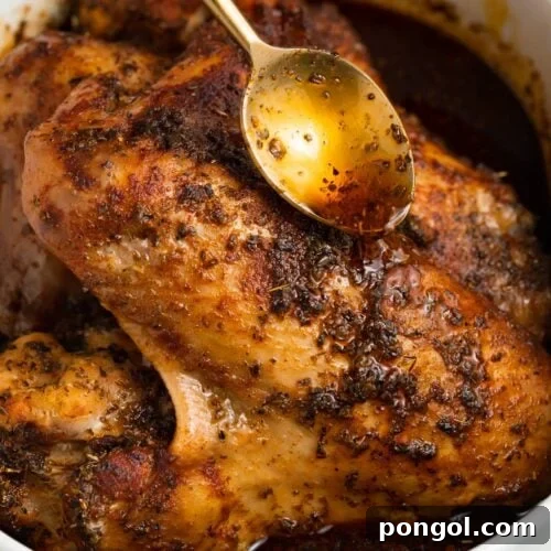 pan drippings being poured over baked turkey wings
