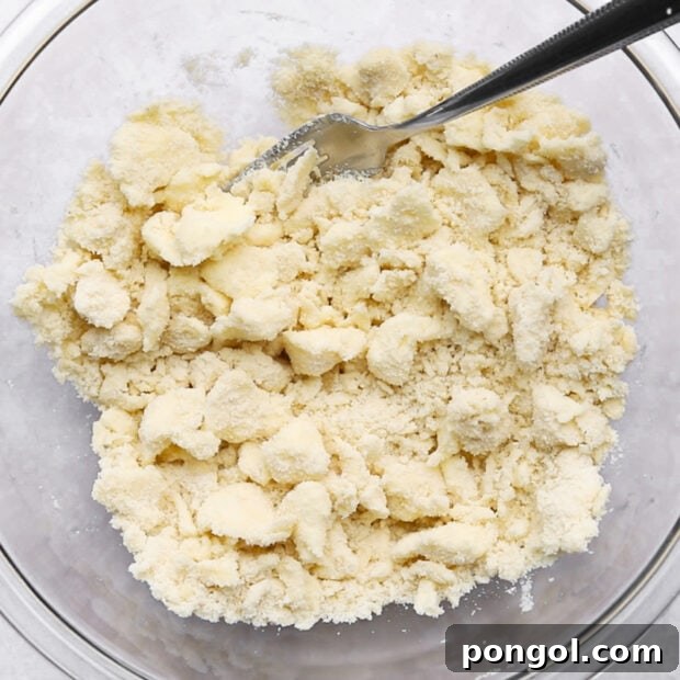 Decadent Keto Pecan Pie 5 Cutting cold butter into flour mixture for pie crust
