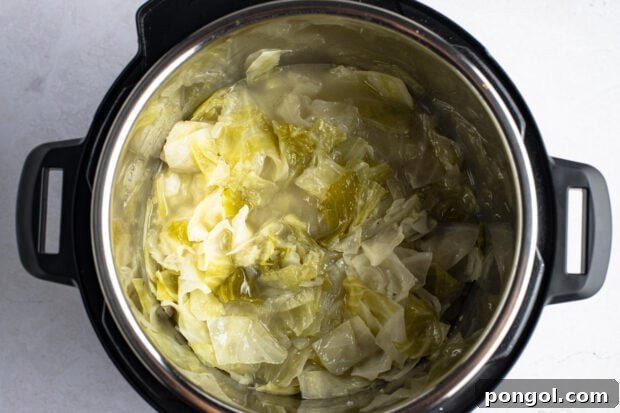 Cooked buttery cabbage in Instant Pot
