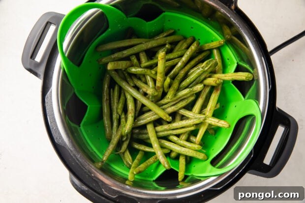 Instant Pot green beans in steamer basket