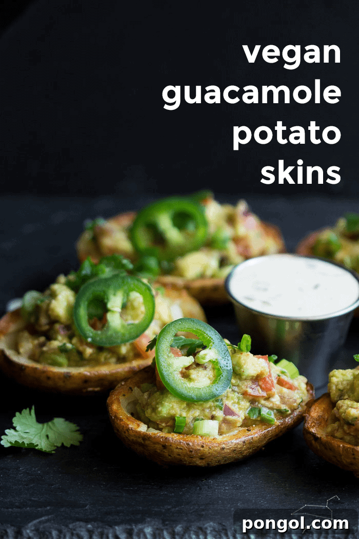 Crispy vegan guacamole potato skins, perfect for tailgating and plant-based snacking.
