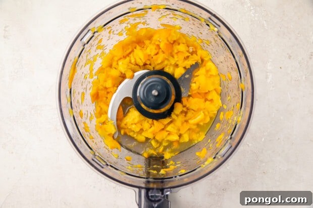Pulsed orange in food processor