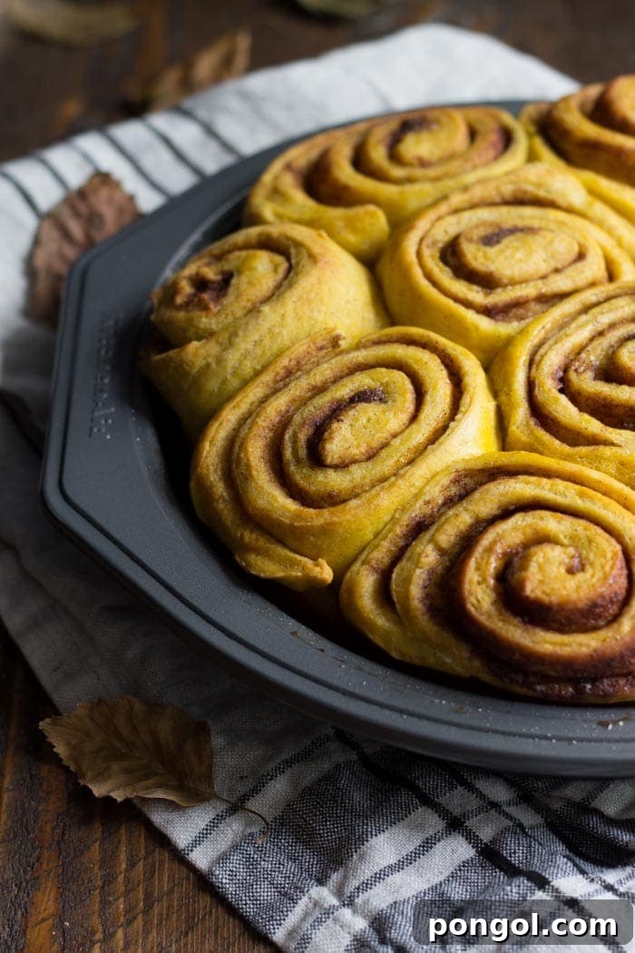 Vegan pumpkin cinnamon rolls with a maple-cream cheese glaze - simplified and ready in about 2 hours, these are the perfect fall breakfast