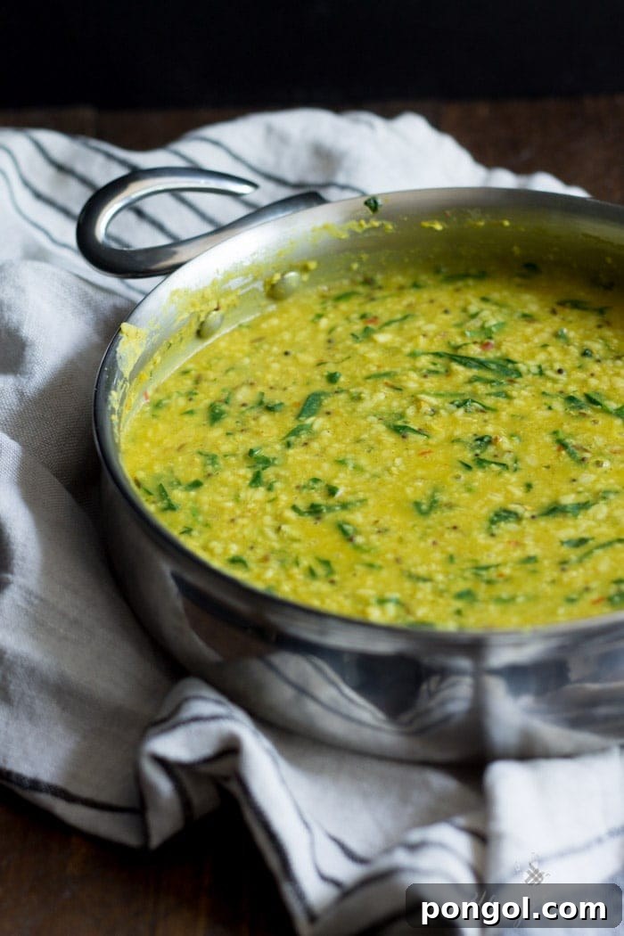 Nourishing and filling dal palak - lentils with spinach. Packed with flavor, perfect for the cooler months!