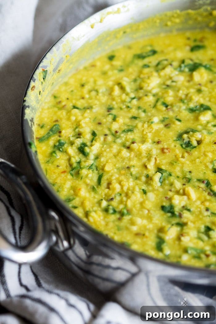 Nourishing and filling dal palak - lentils with spinach. Packed with flavor, perfect for the cooler months!