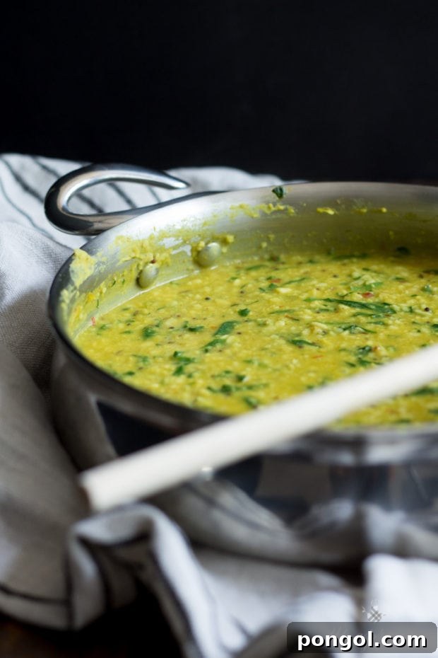 Nourishing and filling dal palak - lentils with spinach. Packed with flavor, perfect for the cooler months!