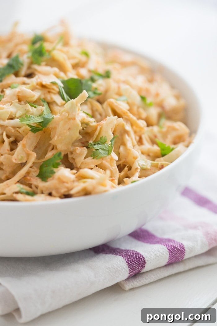 Chipotle Coleslaw - Perfect with BBQ and for summer potlucks and get-togethers.